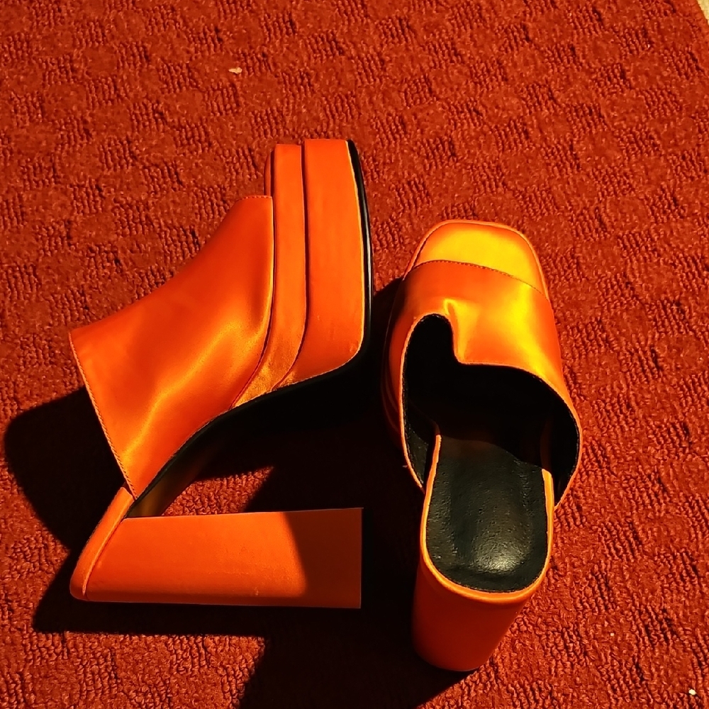 Orange Platform Mules